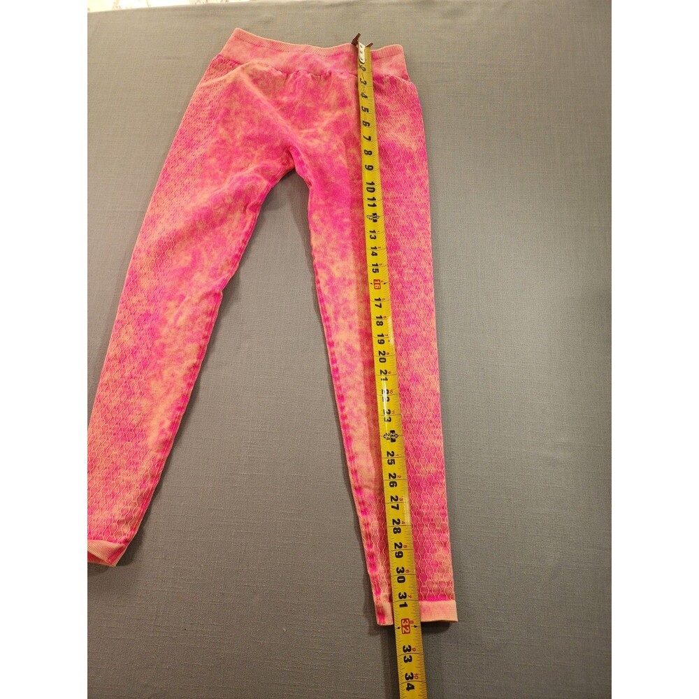 Women's Pink Tie-Dye Seamless 2-Piece Activewear Set | Long Sleeve Crop Top &... - Picture 10 of 12